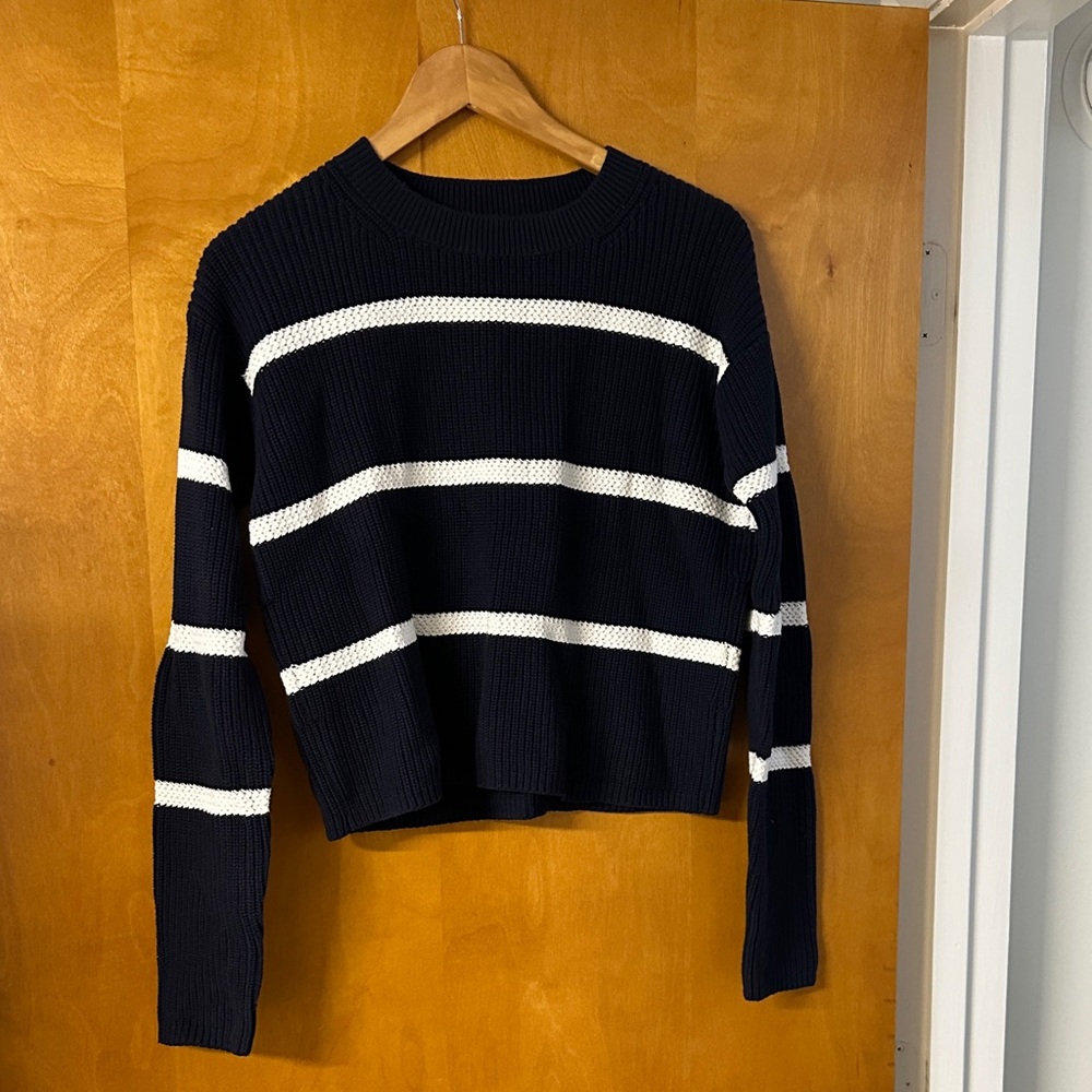 Banana Republic Navy and White Striped Sweater